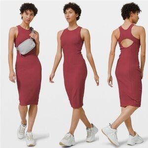 Lululemon Brunch and Back Ribbed Luxtreme Midi Dress in Chianti